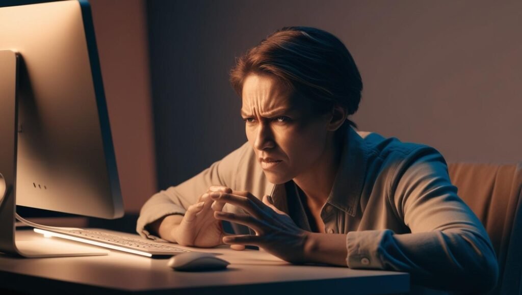 executive at desk stressing over computer