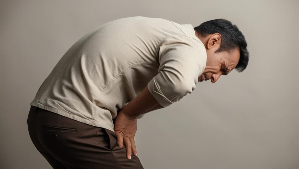 man bend over with back pain