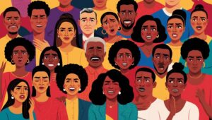 A group of people all with different emotions.