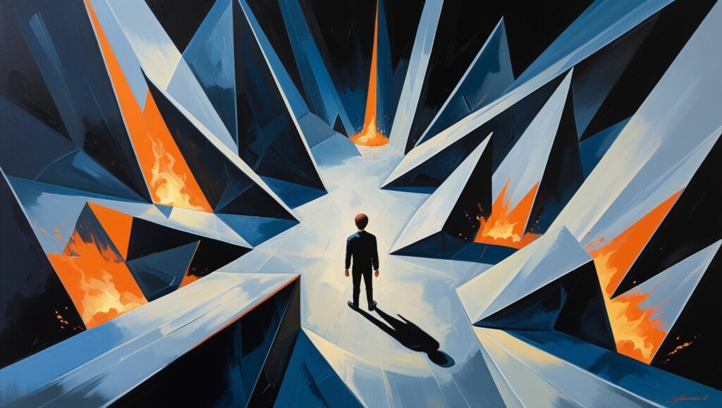 stress coming at a person from all sides affecting the nervous system