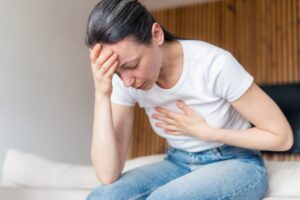 A woman had a difficulties on breathing because of health anxiety symptoms.