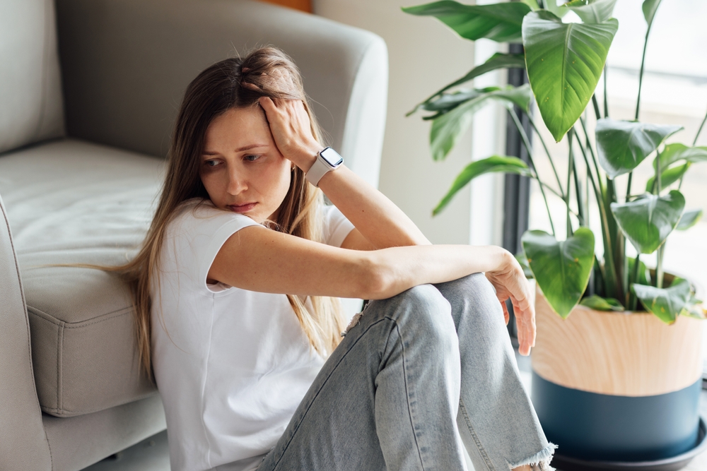 A woman depressed because of fear of failure.